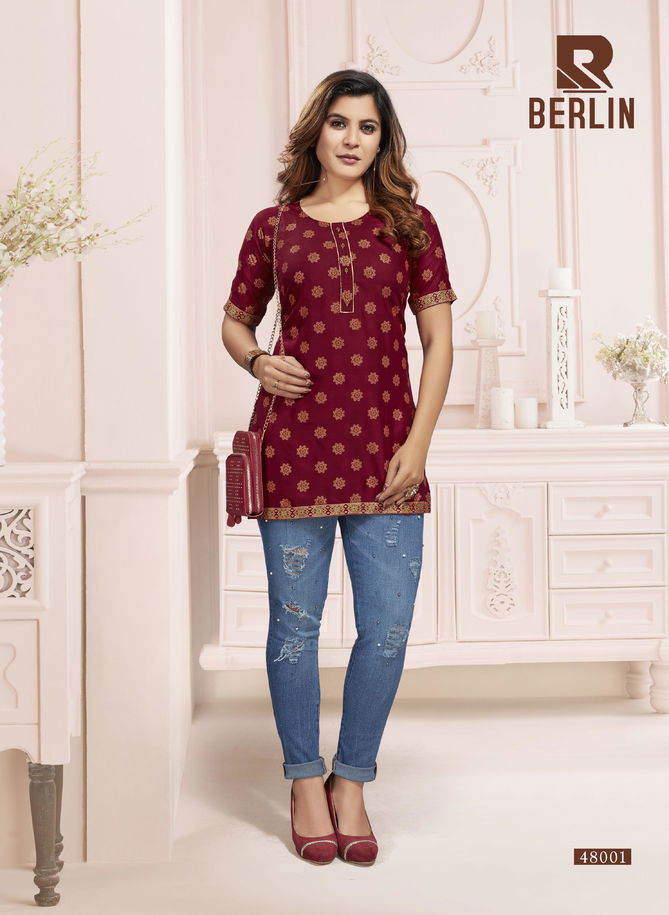 Raashi Berlin New Casual Wear Rayon Designer Top Collection